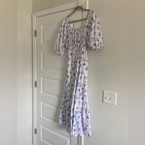 Puff sleeve sheered back maxi sundress